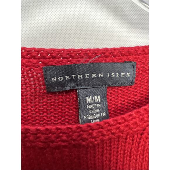 Vintage Northern Isles Sweater Womens Size Medium Red Puppy Dog Fall Leaves - Picture 3 of 9